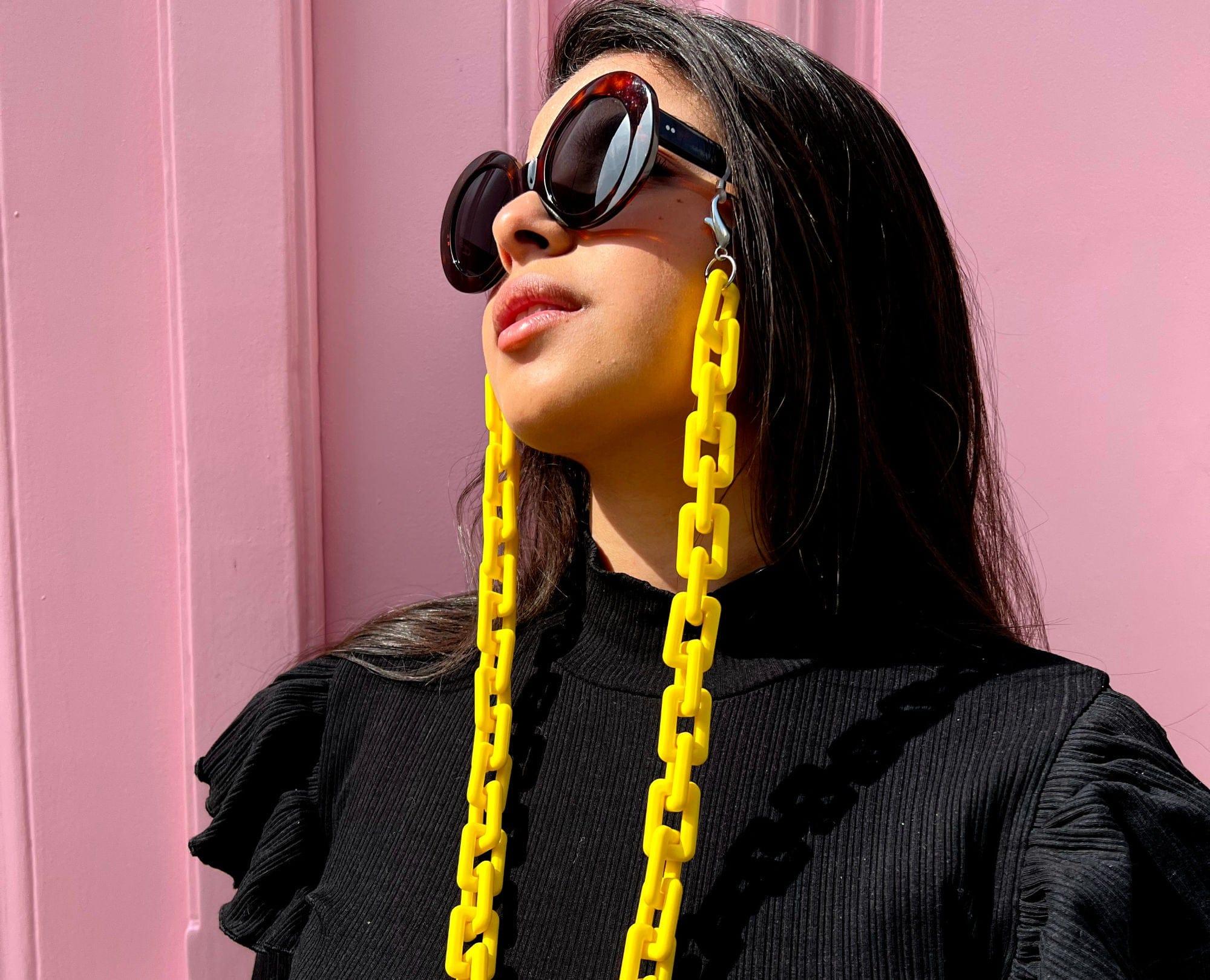 Accessoires femme| Chaîne de lunettes jaune fluo CARLOTTI CARLOTTI